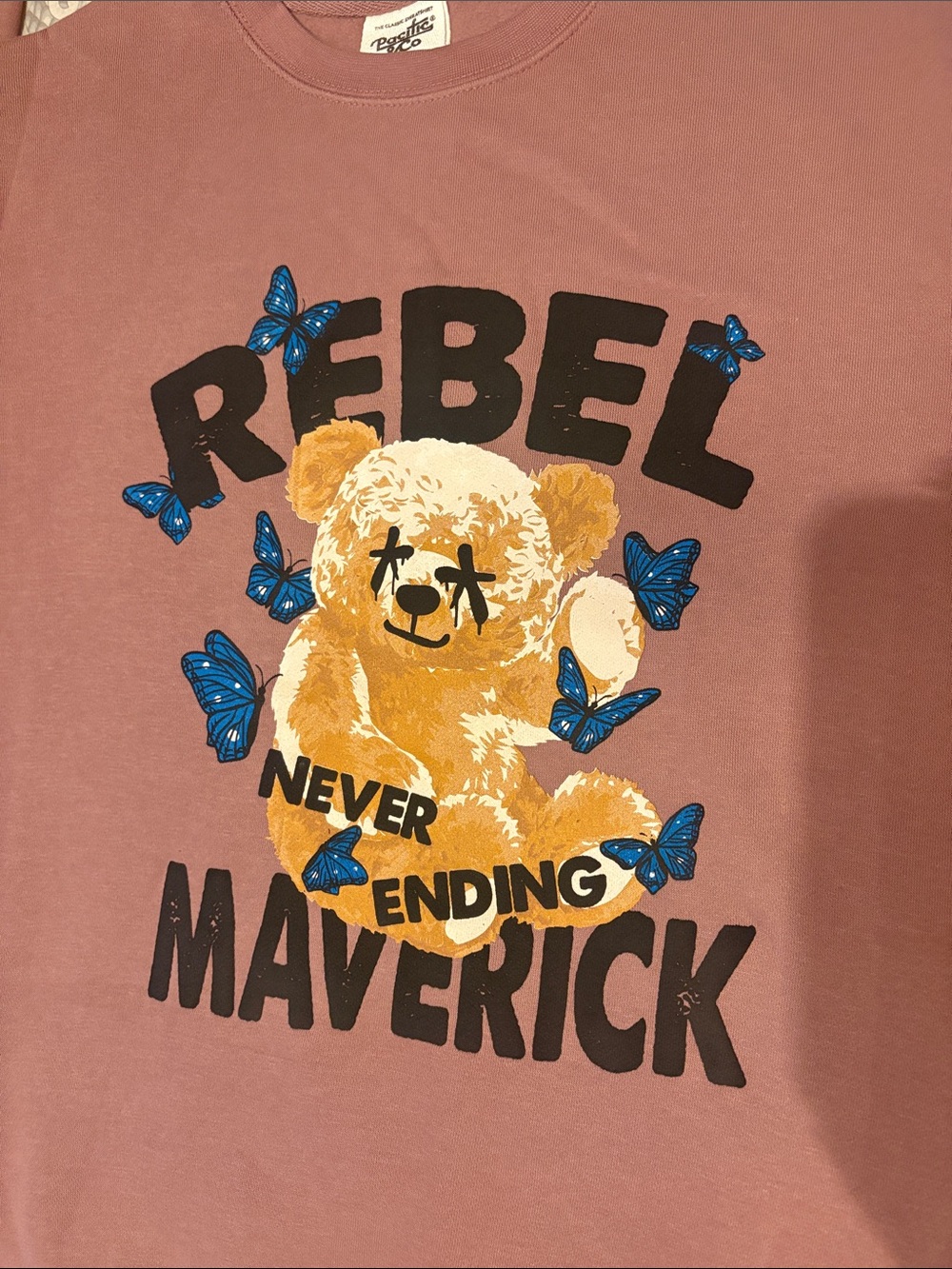 1XL Mauve Rebel Maverick Pink Graphic Women’s Crewneck Sweatshirt